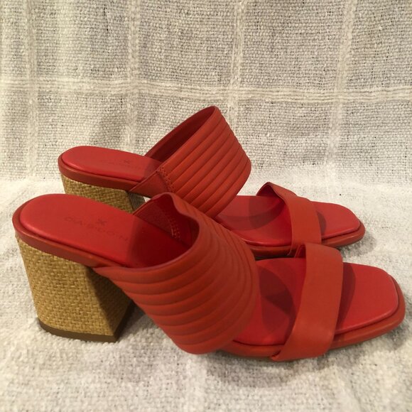 Caslon Lamia-Lea Block Heel Sandals Leather Orange Tangerine Size 6 NEW - Picture 4 of 8
